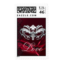 Silver Masquerade Red Valentines Love Postage