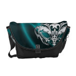 Silver Masquerade Teal Messenger Bag