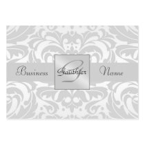Silver Metal Damask Silver Ribbon Business Card