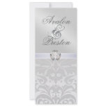 Silver Metal Diamond Damask Wedding Invitation