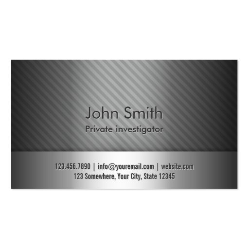 Silver Metal Investigator Business Card (front side)