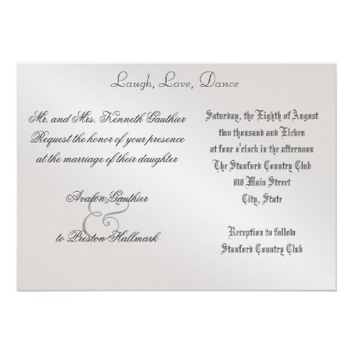 Silver Metal Side Damask Photo Wedding Invitation