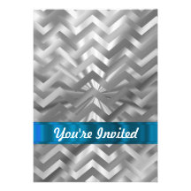Silver metalic  looking chevron custom announcement