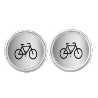 Silver Metallic Bicycle Cuff Links