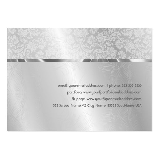 Silver Metallic Design & Stainless Steel Look Business Card Template (back side)