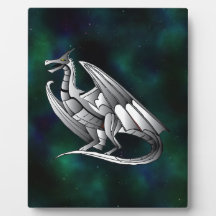 Silver Metallic Dragon Display Plaque