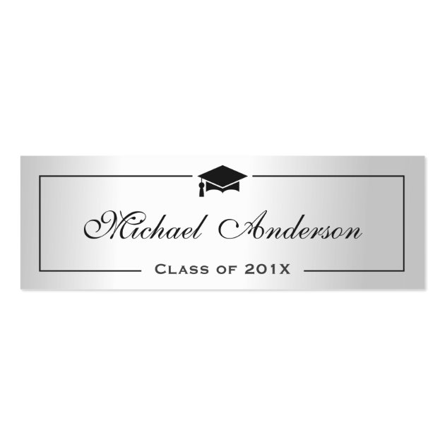 Silver Metallic Look Graduation Name Card Namecard (front side)