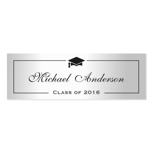 Silver Metallic Look Graduation Name Card Namecard Business Card (front side)