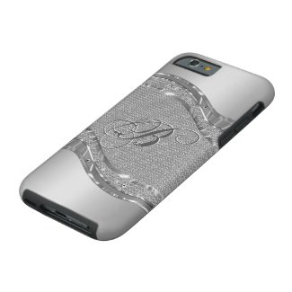 Silver Metallic Look With Diamonds Pattern 2 Tough iPhone 6 Case