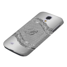 Silver Metallic Look With Diamonds Pattern Galaxy S4 Covers