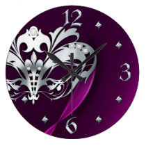 Silver Midnight Masquerade Pink Clock