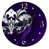 Silver Midnight Masquerade Purple Clock