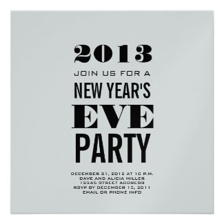 Silver Modern 2013 New Year's Eve Party Invite