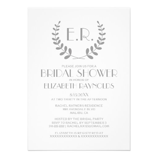 Silver Monogram Bridal Shower Invitations