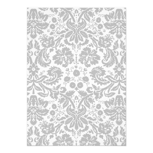 Silver Monogram Damask Wedding Invitations