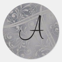 Silver Monogram Envelope Seal Sticker