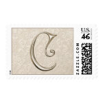 Silver Monogram postage - letter C stamp