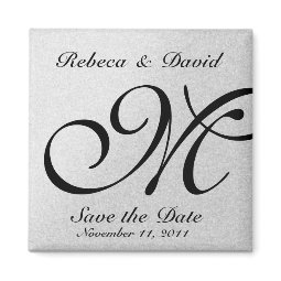 Silver Monogram Save the Date magnet