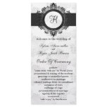 silver monogram Wedding program Rack Card Template