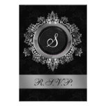 silver monogram wedding RSVP standard 3.5 x 5 Invitation
