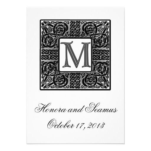 Silver Monogrammed Celtic Wedding Invitation