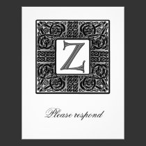 Silver Monogrammed Celtic Wedding RSVP invitations