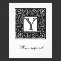 Silver Monogrammed Celtic Wedding RSVP invitations