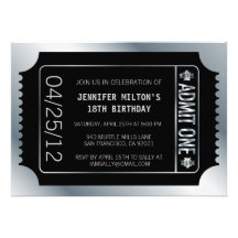 Silver Movie Ticket Custom Invitations
