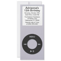 Silver MP3 Player iParty Birthday Party Personalized Announcements