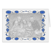 Silver n blue frame blank card