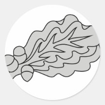 Silver Oak Leaf Cluster Round Sticker