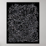 Silver Oriental Tribal Tattoo Poster