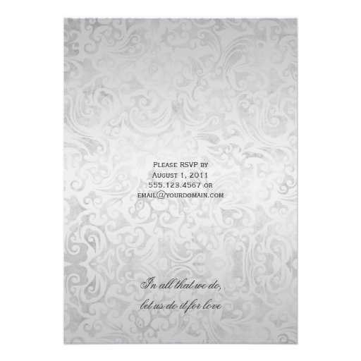 Silver Overlay Purple Ribbon Bow Post Wedding Personalized Announcement