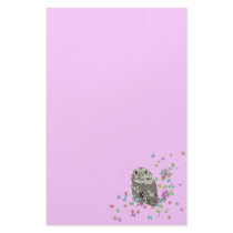 Silver Owl with Butterflies Stationary Stationery Design