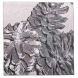 Silver painted pine cones cloth napkins
