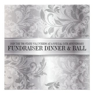 Silver Paisley Swirl Event Personalized Invites