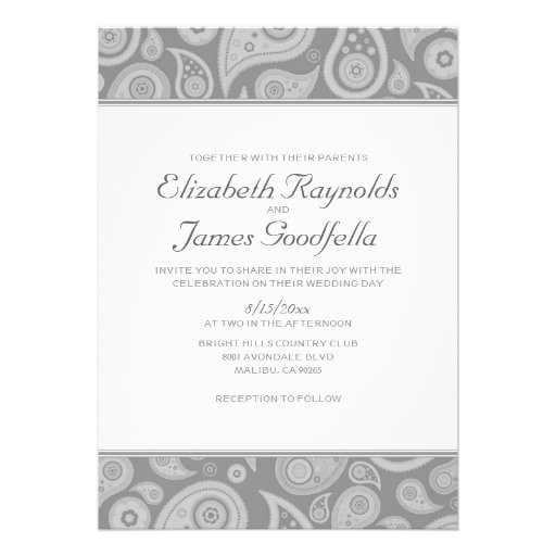 Silver Paisley Wedding Invitations