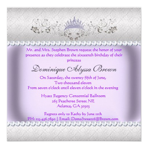 Silver Patterned Princess Invite