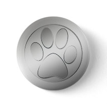 SILVER PAW PRINT PINBACK BUTTONS