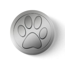 SILVER PAW PRINT PINBACK BUTTON