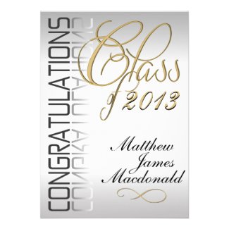 Silver Pearl Mirror Formal Graduation Invitation