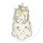 Silver Pearl Wedding Cake Round Stickers