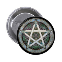 Silver Pentacle Round Button