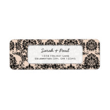Silver Peony Vintage Damask Return Address Labels