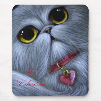 Silver Persian Cat - My Valentine Mousepad