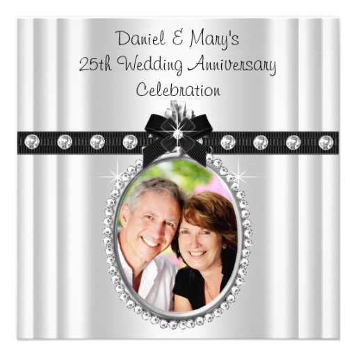 Silver Photo 25th Silver Anniversary Party Custom Announcements