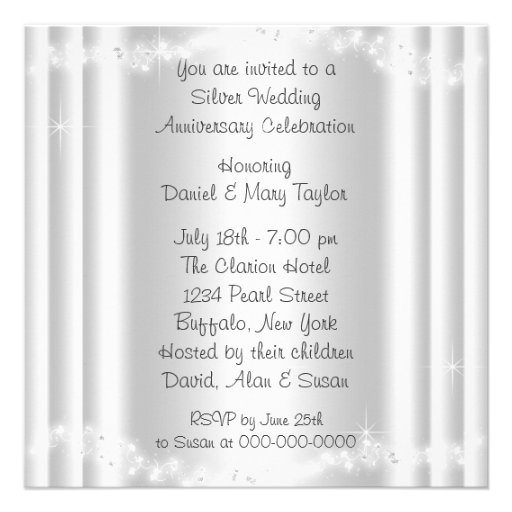 Silver Photo 25th Silver Anniversary Party Custom Announcements