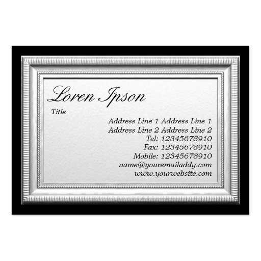 Silver Picture Frame Business Card Template (back side)