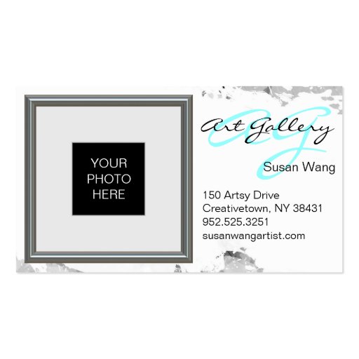 silver picture frame layout custom business card (front side)