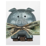 Silver Piggy Bank Eating Money Letterhead Design